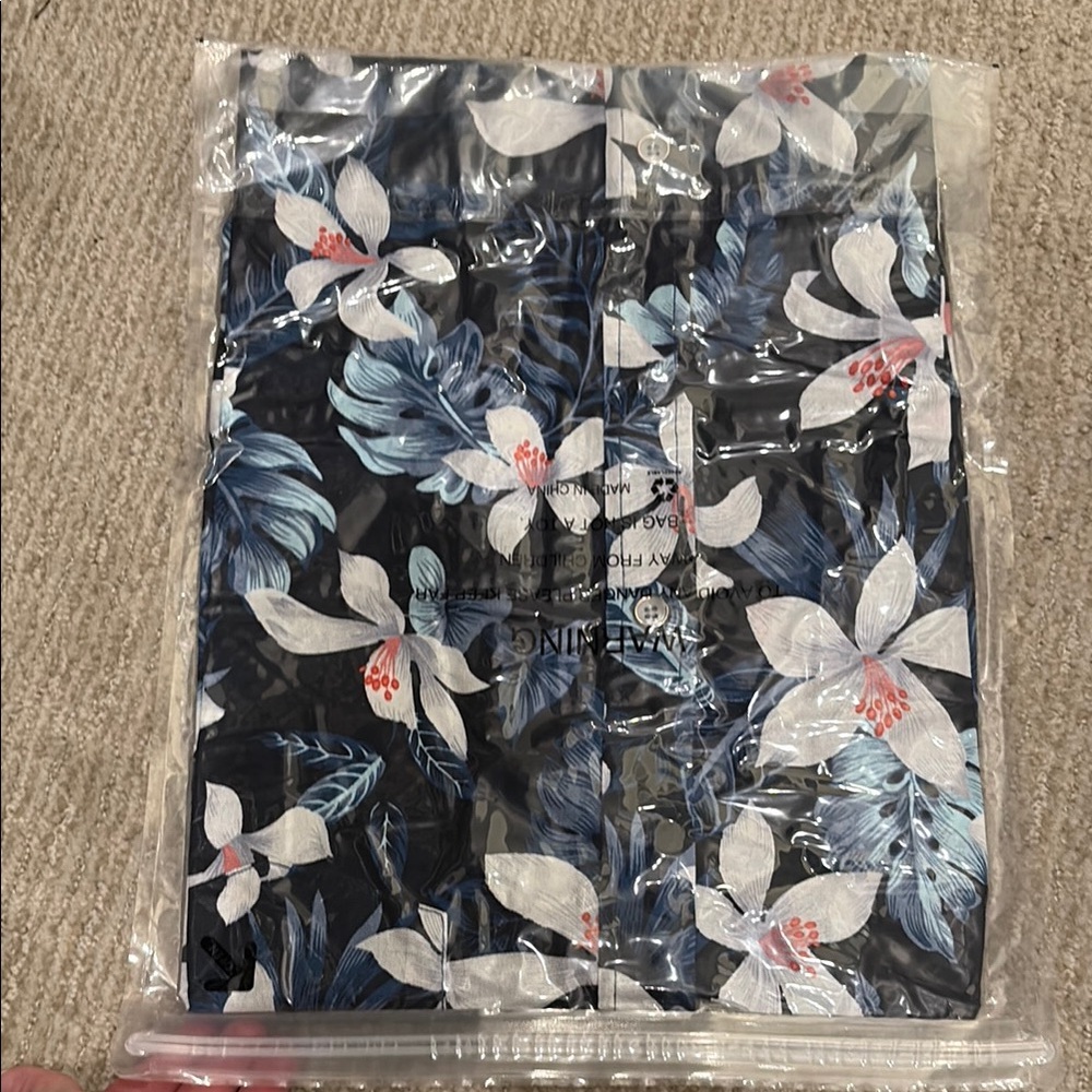 Floral Casual Button Down Shirt - Black and Blue